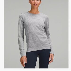 lululemon, SWIFTLY RELAXED LONG SLEEVE SHIRT 2.0, Size 12, slate/white